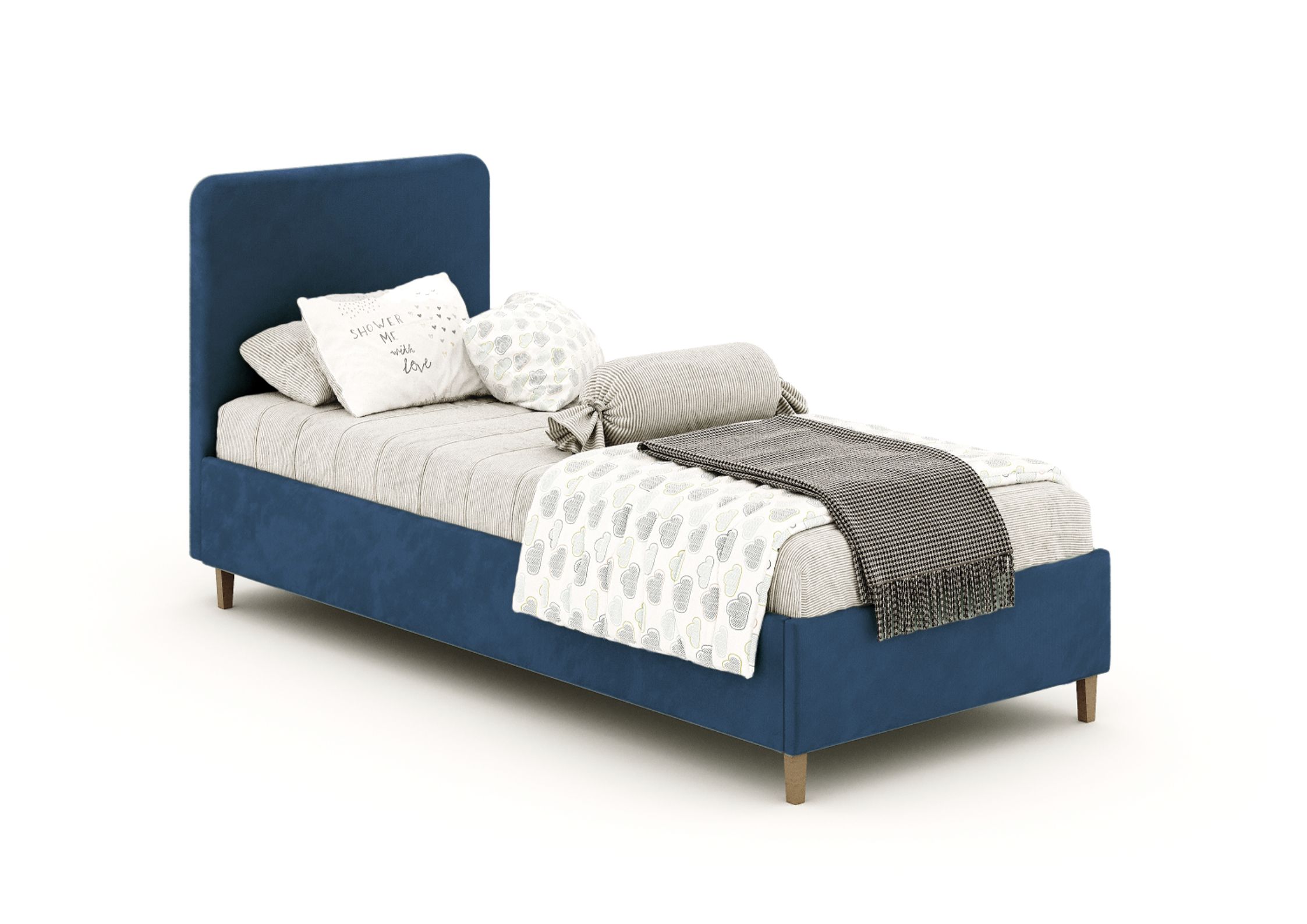 Granatowe łóżko dziecięce 90x200cm